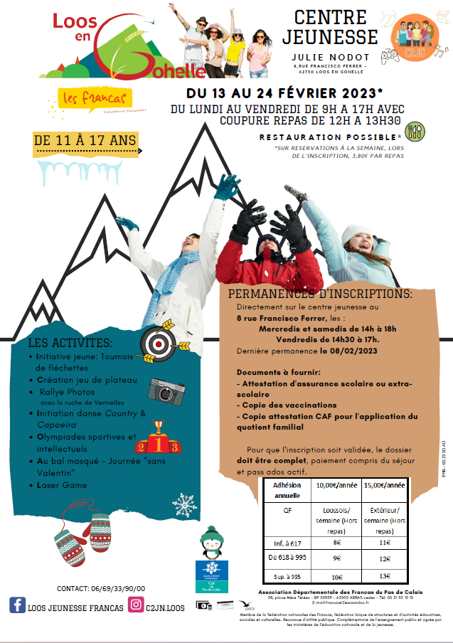 Centre jeunesse – vacances scolaires de Février