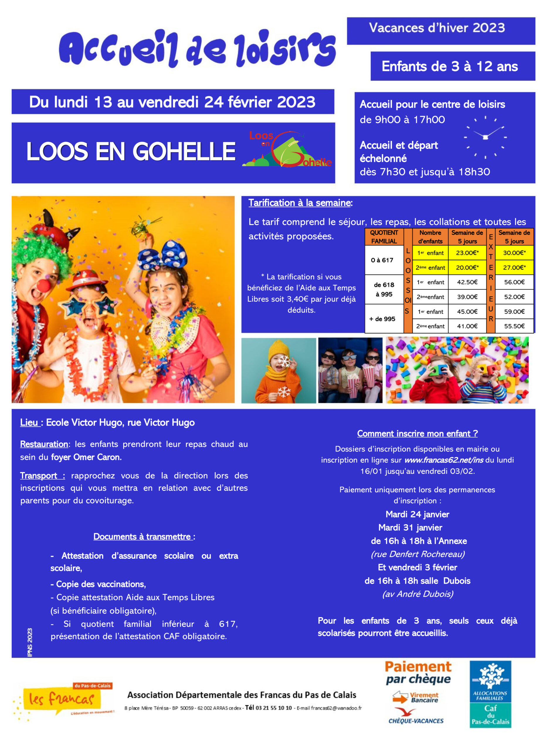 Inscriptions vacances scolaires de Février – Accueil de Loisirs