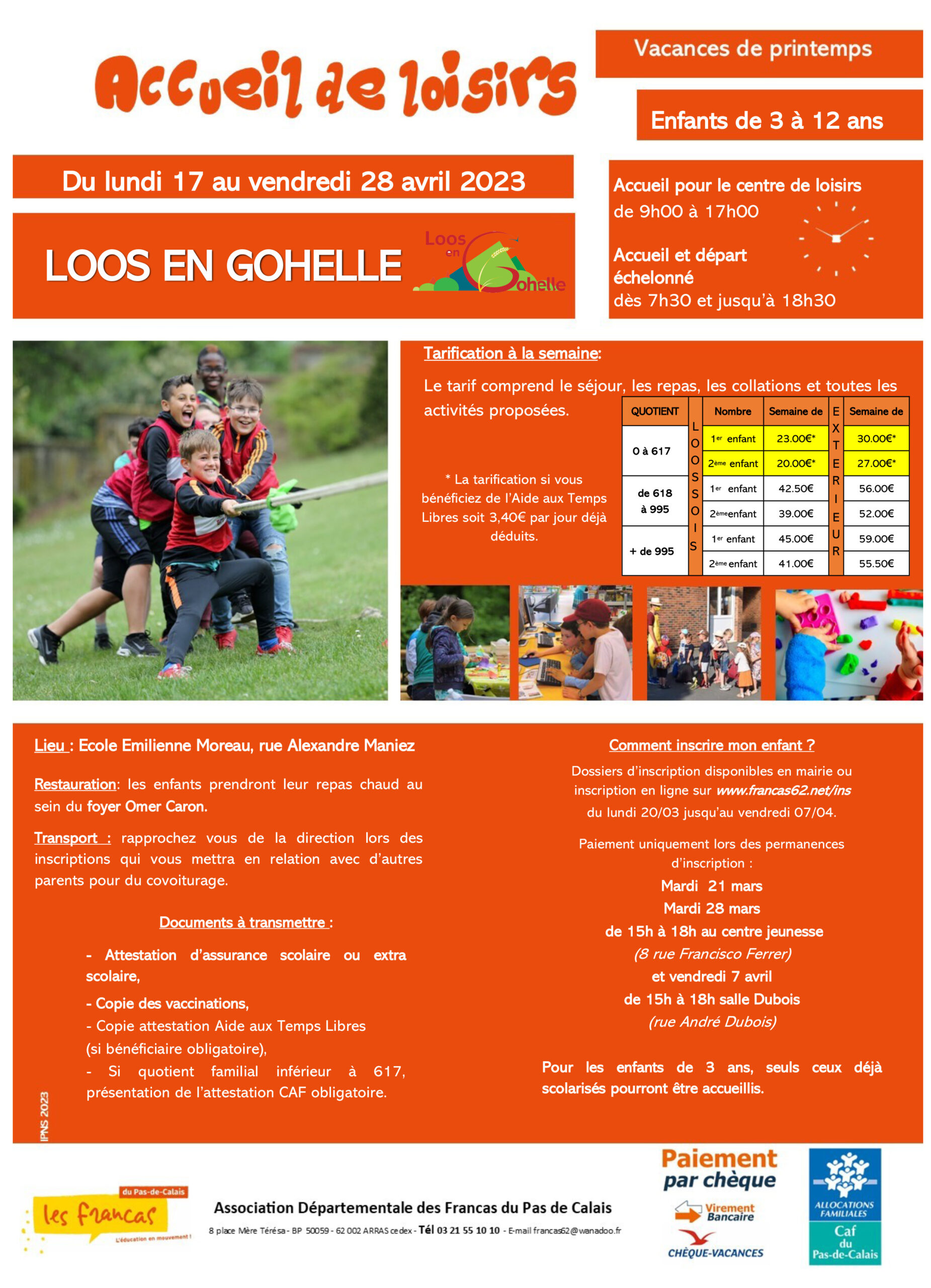 Inscriptions ACM – vacances d’Avril