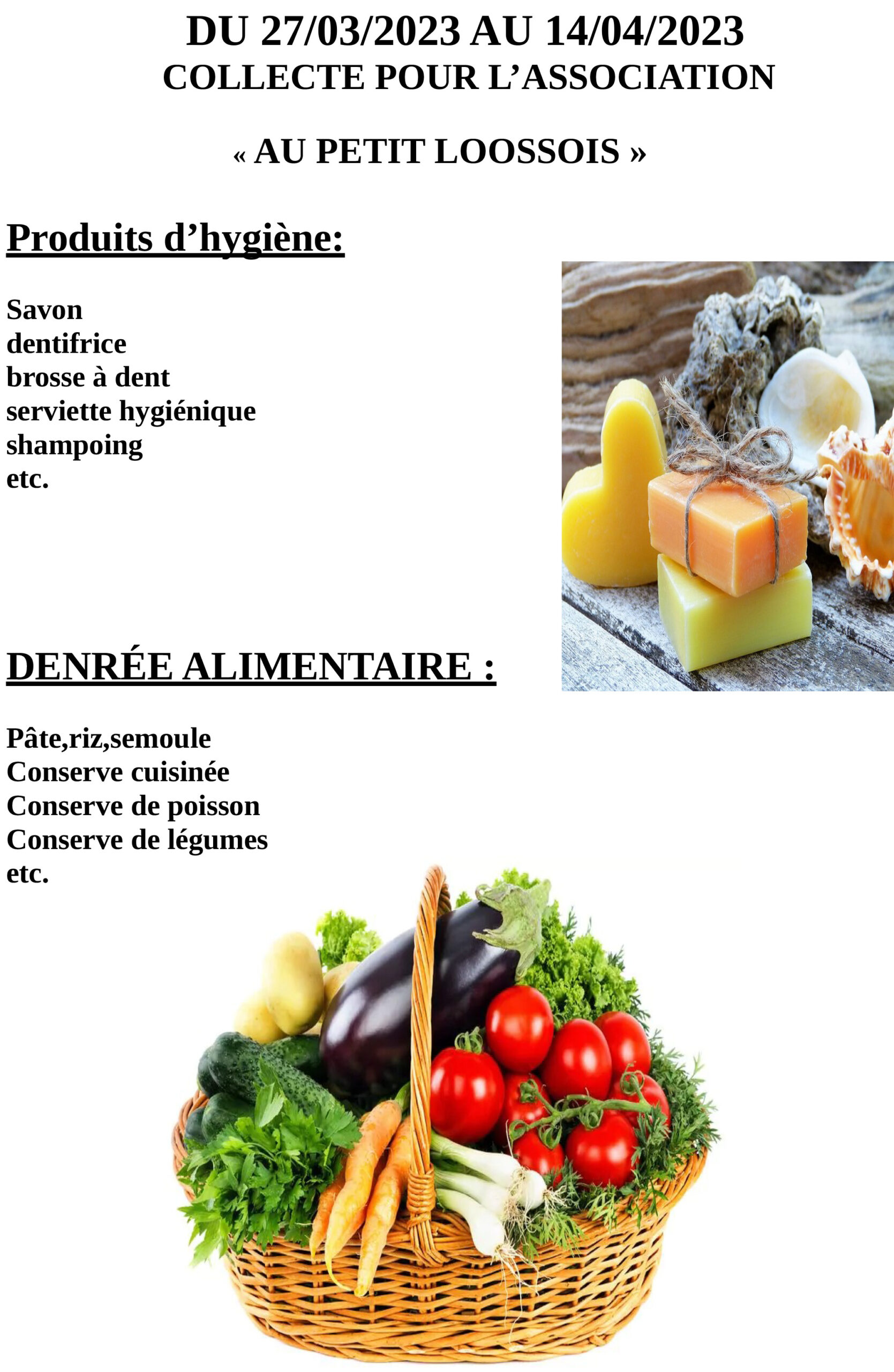 Collecte par l&rsquo;association »Au Petit Loossois »