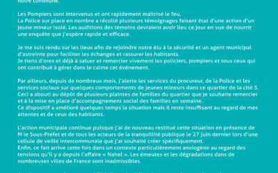 Communiqué de Geoffrey MATHON, Maire de Loos-en-Gohelle