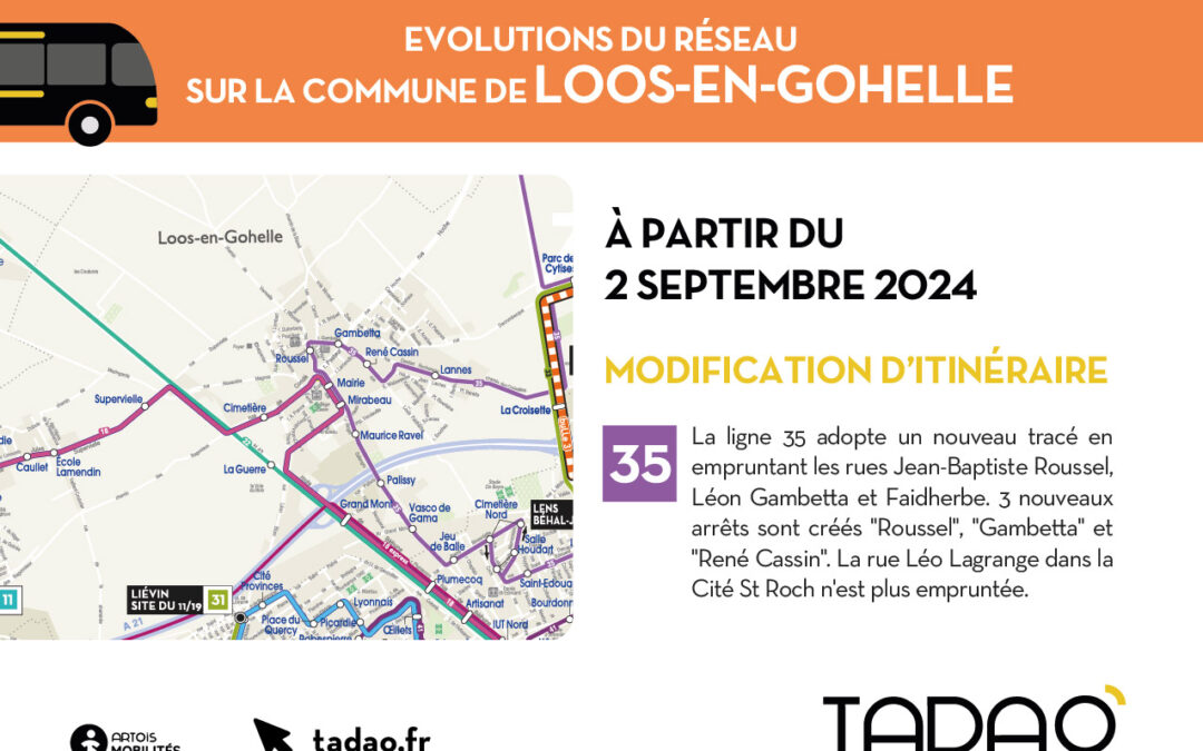 Evolution du réseau TADAO sur la commune