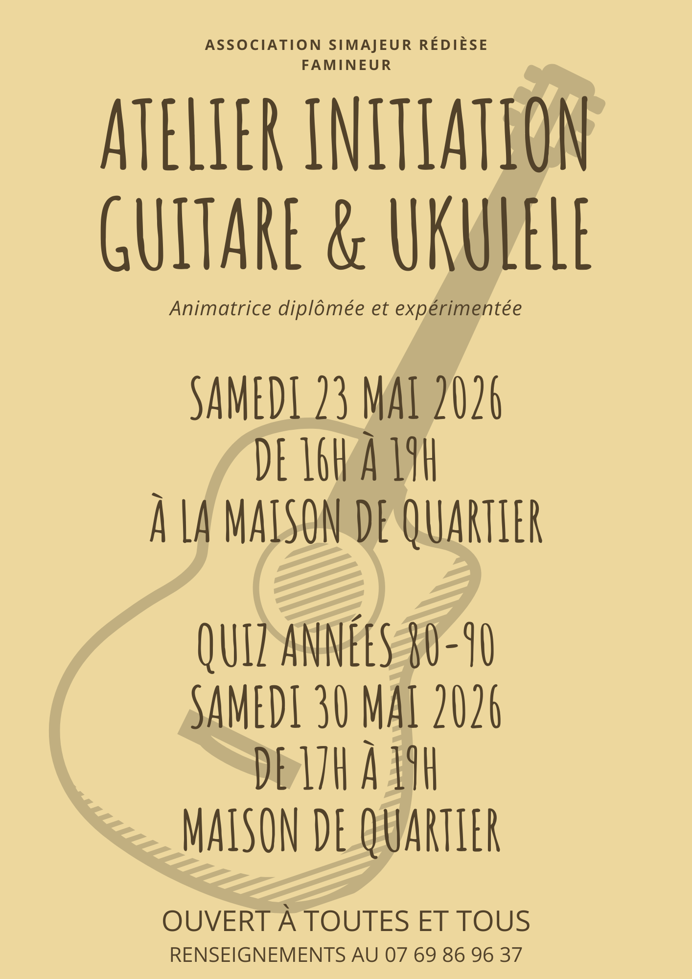 Initiation guitare et ukulele et quiz années 80-90